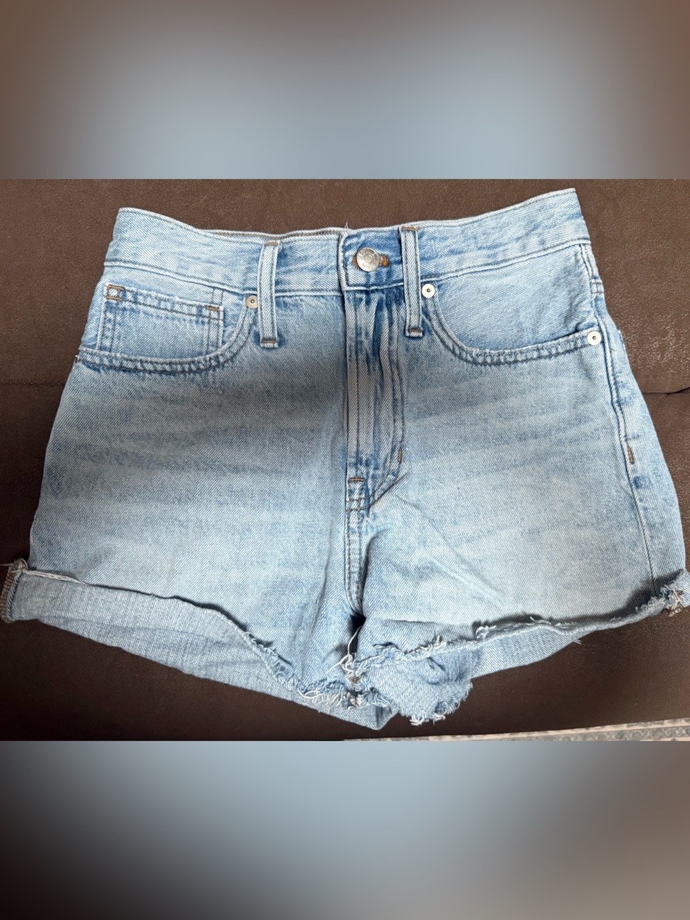 Madewell Light Blue High-Rise Denim Cutoff Shorts